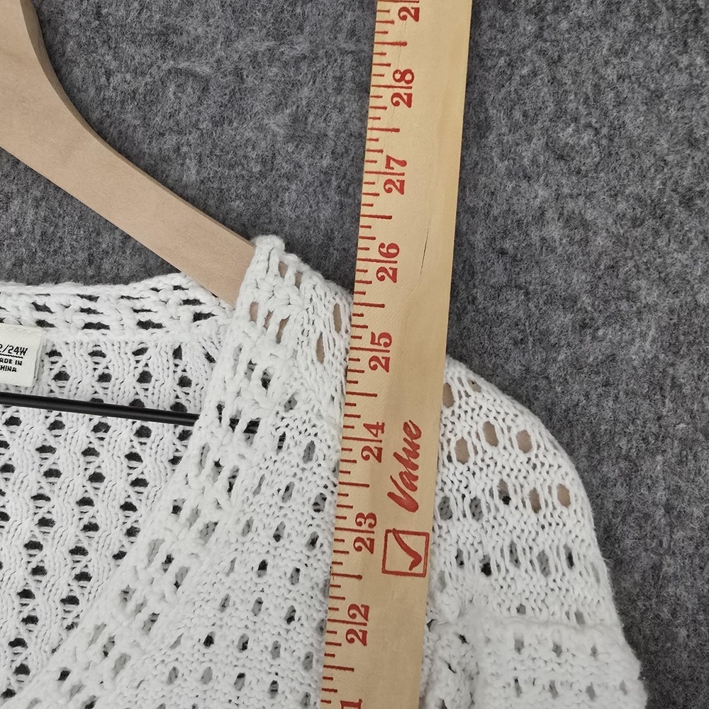 Cato Cardigan Sweater Womens 22/24W White Open Knit Crochet 3/4 Bell Sleeve - Picture 8 of 9